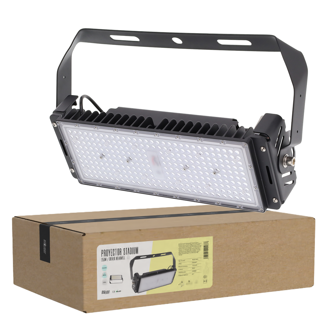 Holofote LED 250W Stadium 37500Lm Driver Meanwell 1-10V IP65 Philips 3030 100.000H