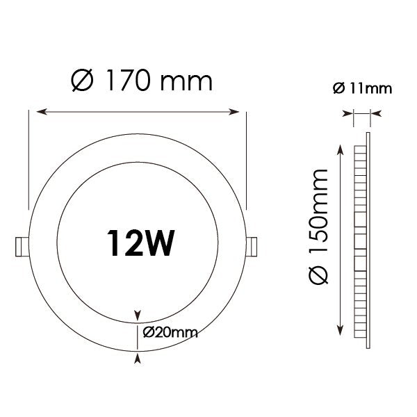 Downlight LED Circular Extraplano 12W Branco 1080lm Encastrar