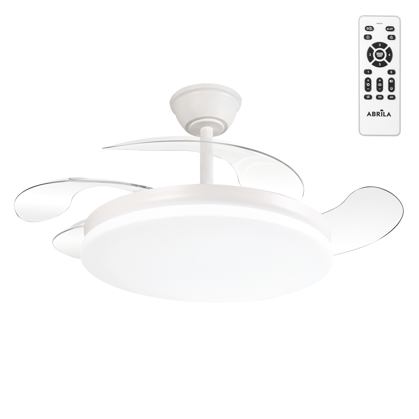 Ventilador de teto LED 59W 6980LM CCT DC Ultra silencioso com controle remoto e lâminas retráteis verão/inverno