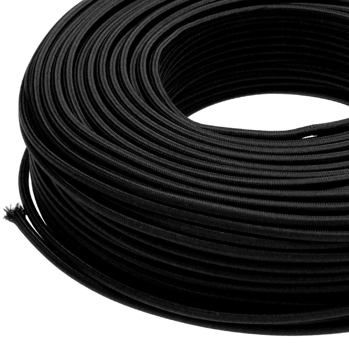 Cabo Elétrico Têxtil Vintage Candeeiro 2 Fios Vendido ao Metro Castanho ou Preto