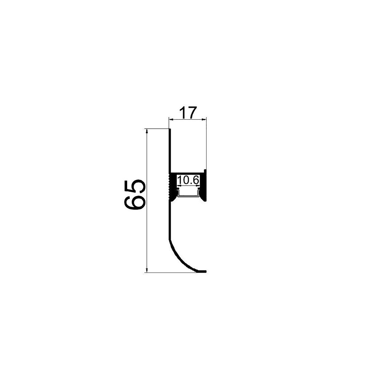 Perfil de Alumínio para Rodapé LED 2m com Difusor Opalino