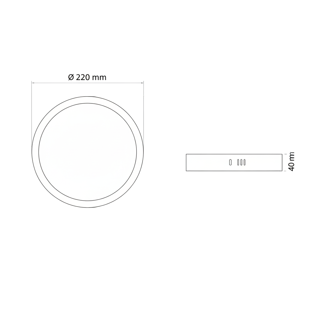 Downlight Circular Saliente LED 18W Branco – 1620lm | Superfície | Ø220mm