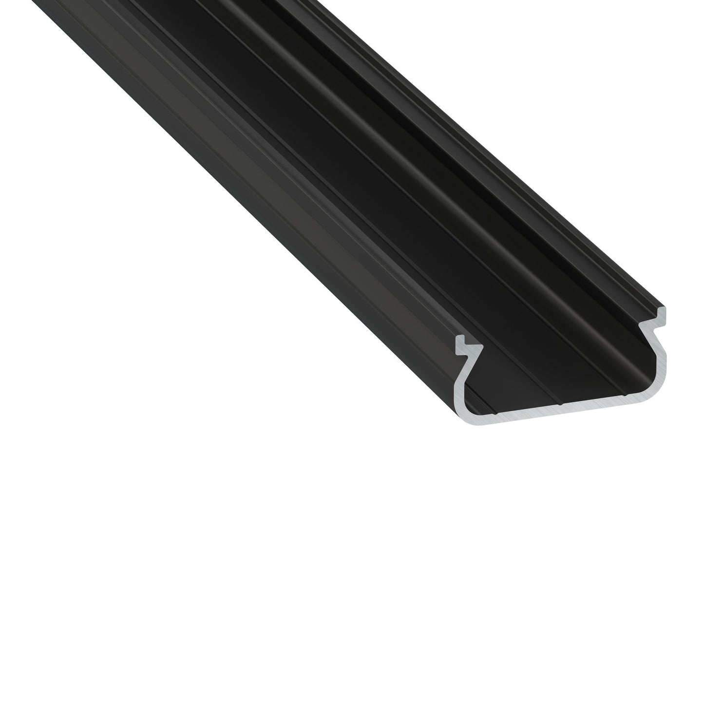 Perfil de alumínio anodizado preto KIMERA-ORRE com difusor opalino e tampas de extremidade 2,02M