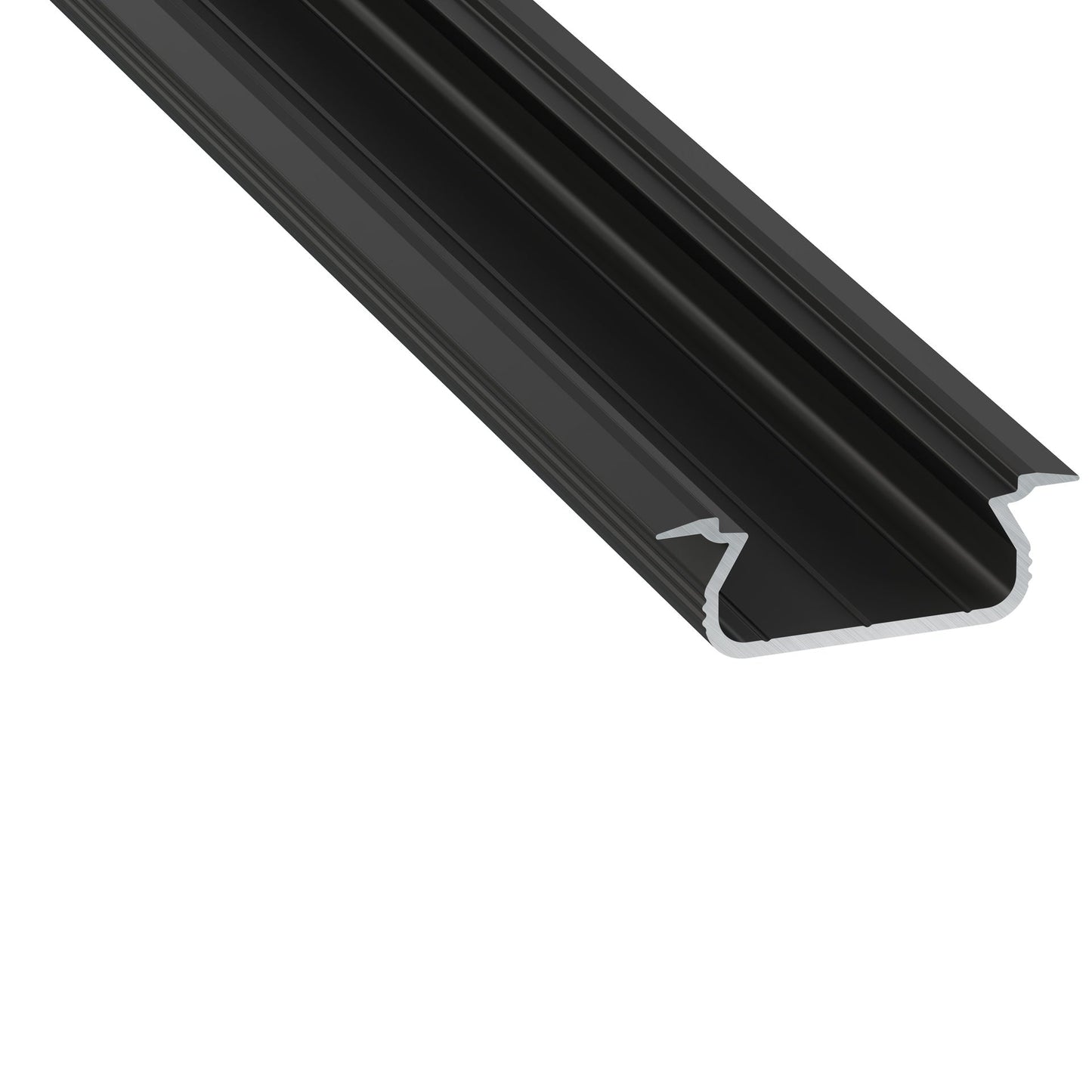 Perfil de alumínio anodizado preto KIMERA-SELDE com difusor opalino e tampas de extremidade 2,02M