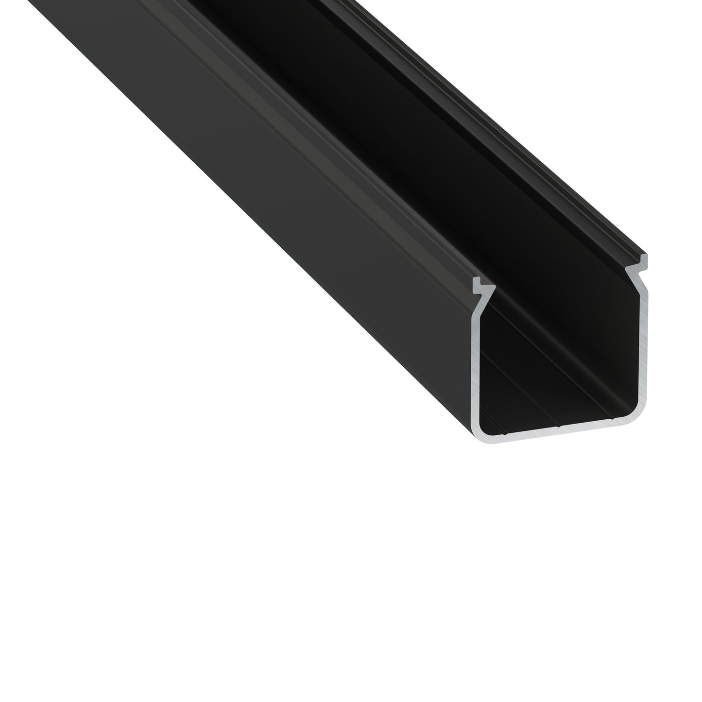 Perfil de alumínio anodizado preto KIMERA-HELSE com difusor opalino e tampas de extremidade 2,02M