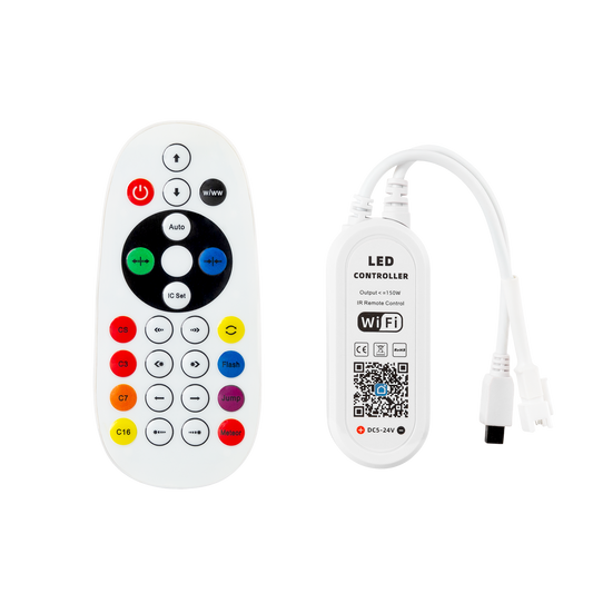Controlador LED RGB Tuya App + Controle Remoto 12-24VDC IP20
