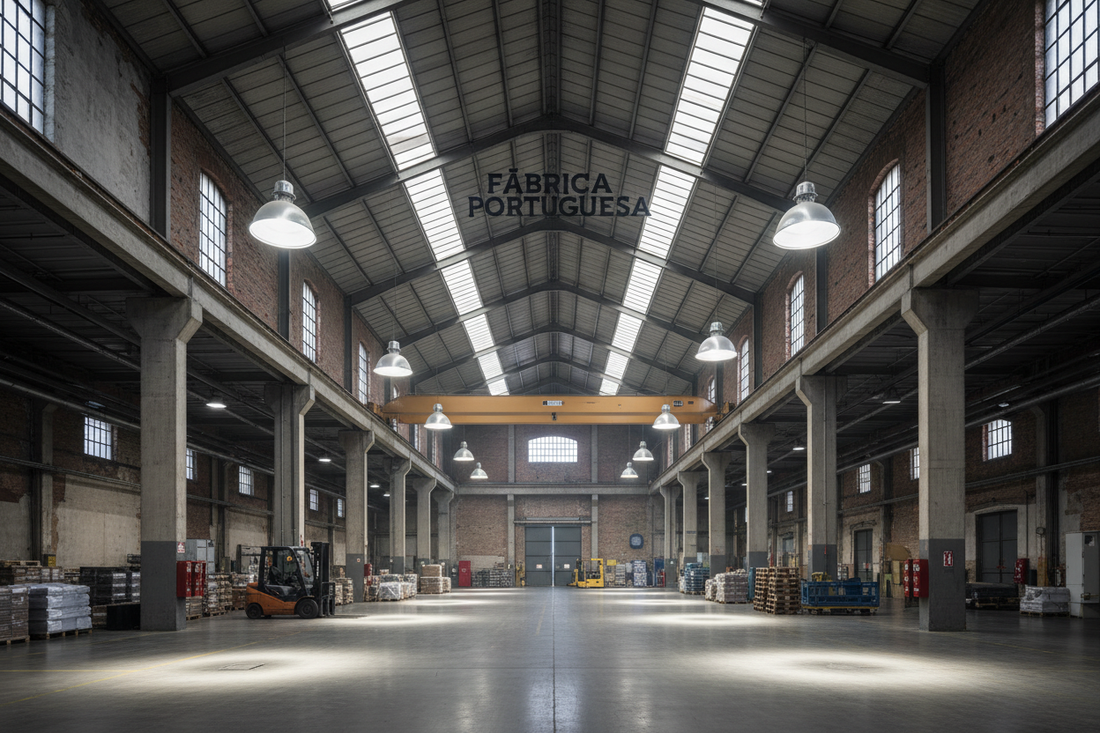 Armazém industrial iluminado com campânulas LED UFO — Luzinterior
