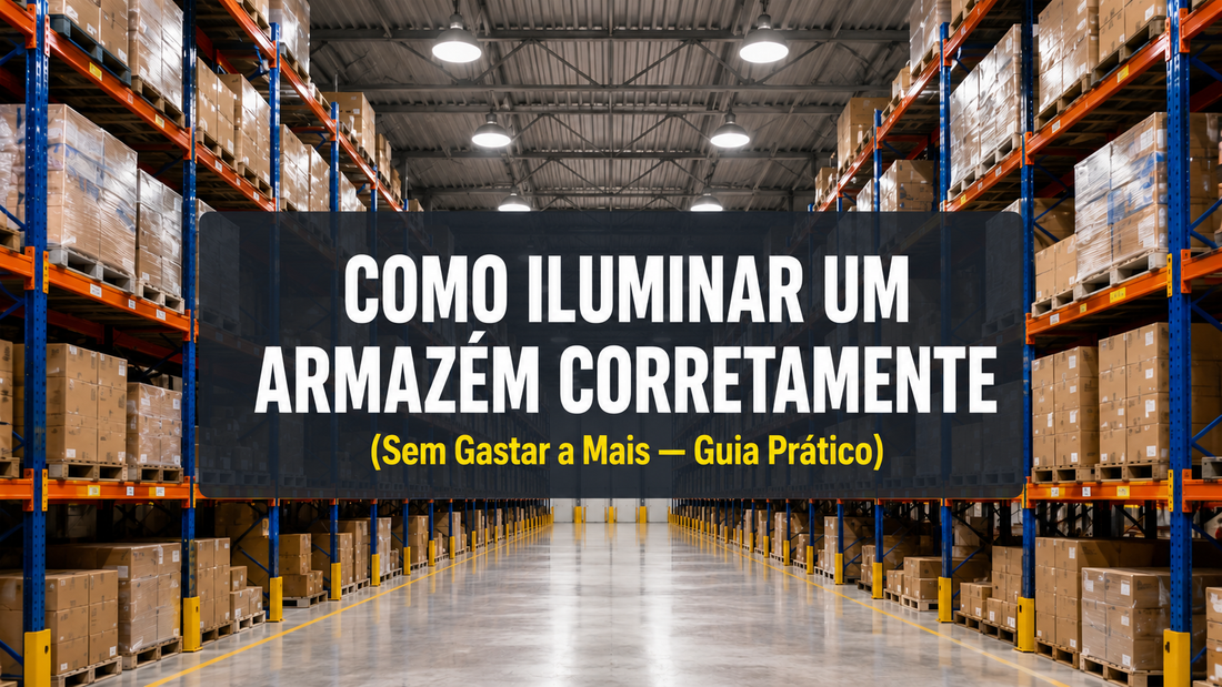 Armazém industrial iluminado com campânulas LED UFO — guia completo de iluminação para armazéns