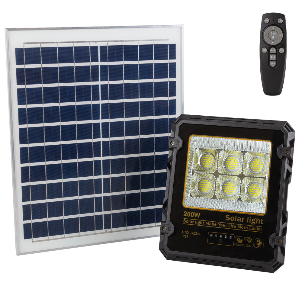 Holofote 200W com Painel Solar Controle Remoto IP65 [1916-FLSOL-200W-CW]