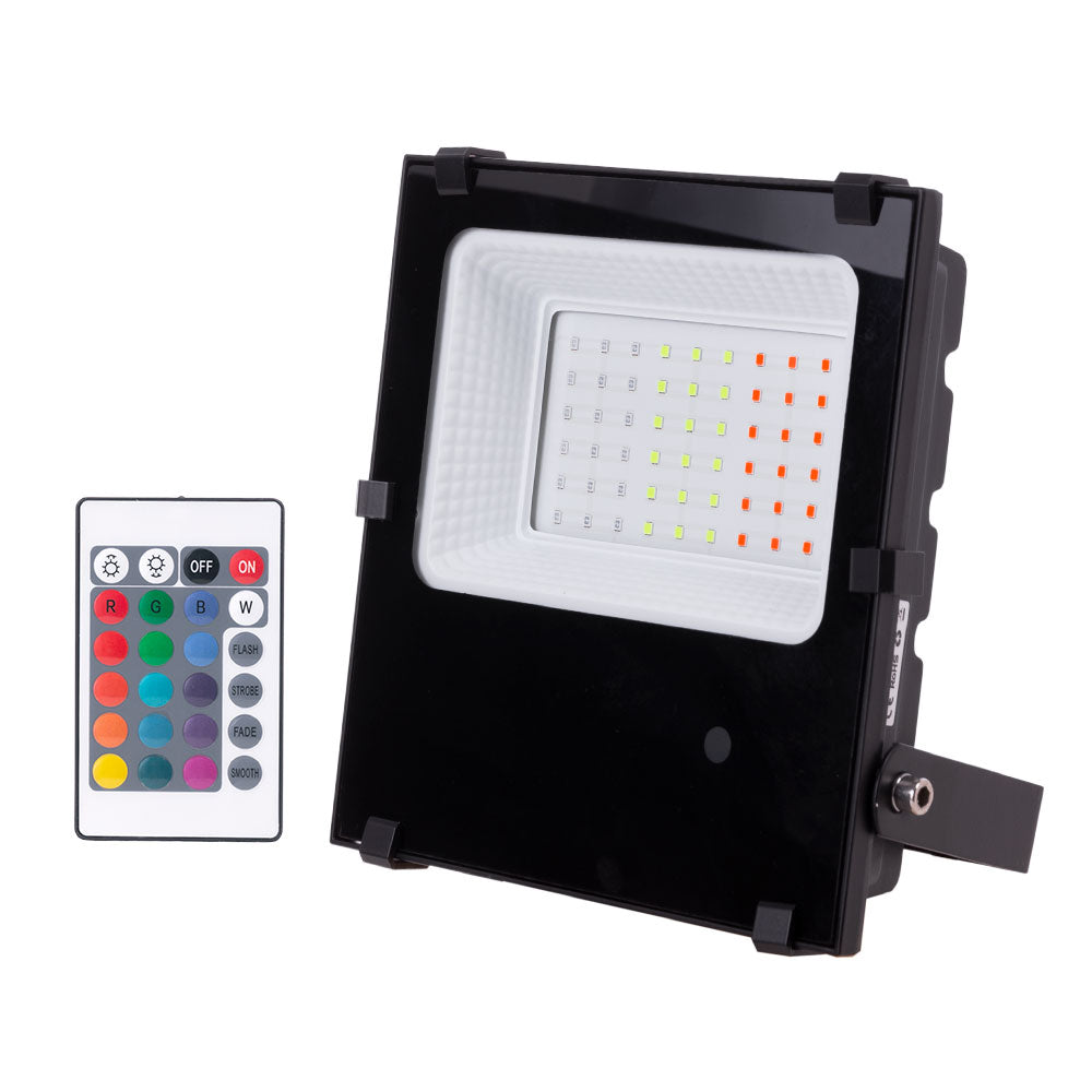 Projetor LED Refletor 30W IP65 RGB Controle Remoto 40.000H [1916-NS-HVFL30W-F-RGB]