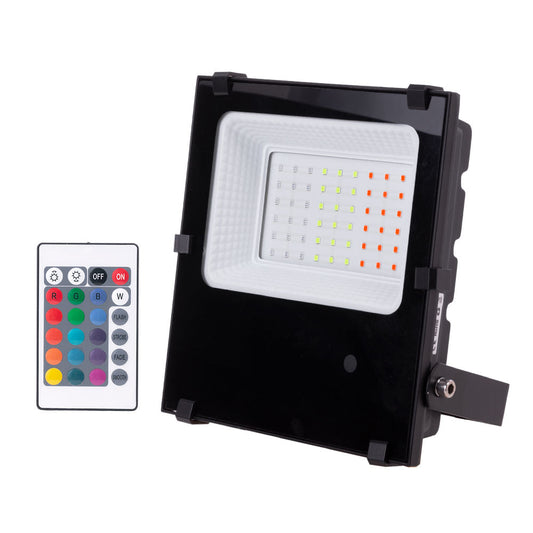 Projetor LED Refletor 30W IP65 RGB Controle Remoto 40.000H [1916-NS-HVFL30W-F-RGB]