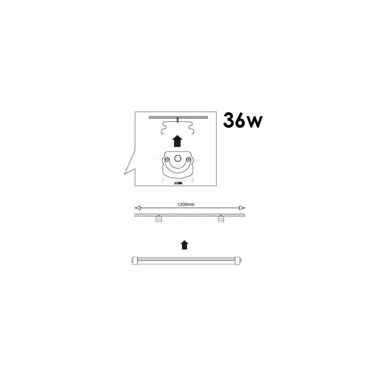 Armadura LED Estanque 36W 120cm IP65 2880lm 6500K | LED Samsung