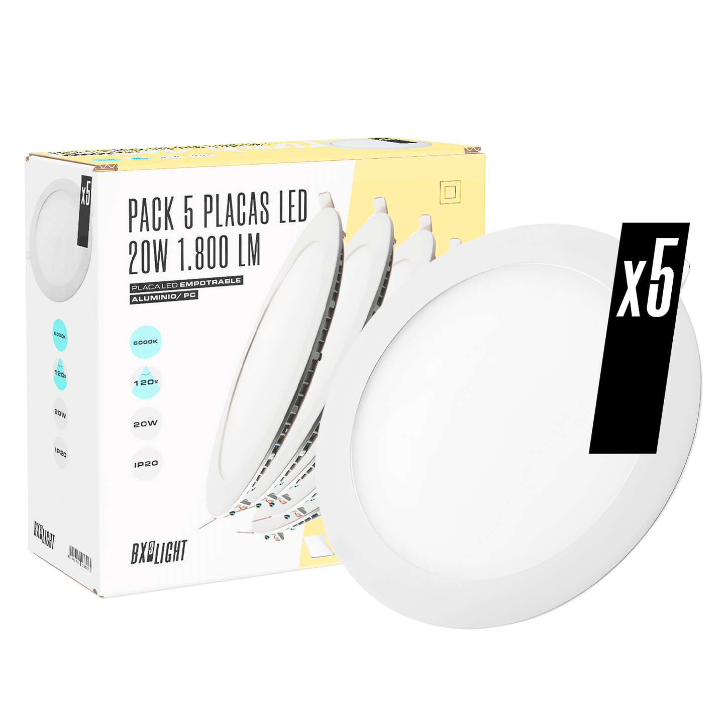 Pack de 5 Downlight LED Slimline 20W 1.800Lm 4200ºK Circular 40.000H [BX3-1011P5-W]