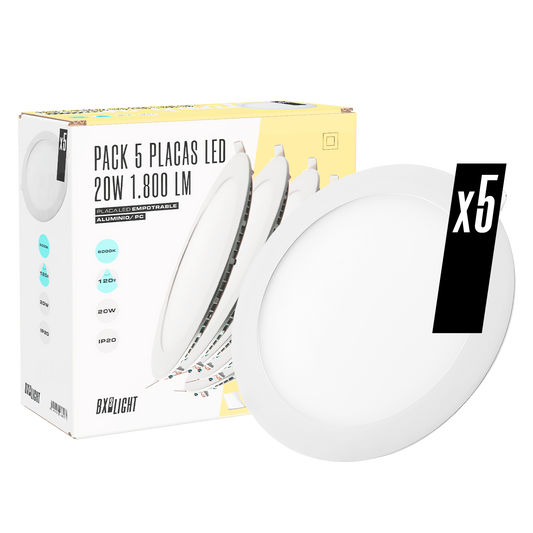 Pack de 5 Downlight LED Slimline 20W 1.800Lm 4200ºK Circular 40.000H [BX3-1011P5-W]
