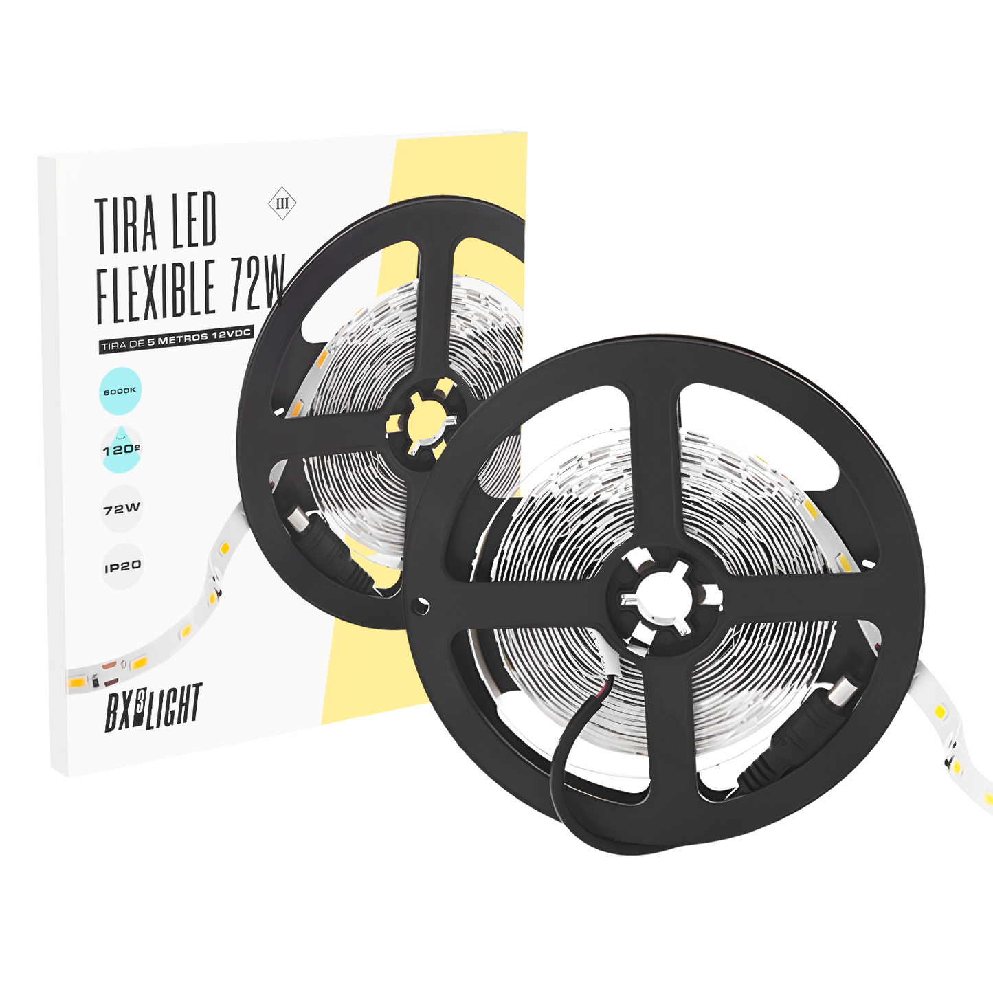 Faixa de 300 LEDs 72W 3.780Lm CRI85 6000ºK SMD5050 12VDC x5M 40.000H [BX3-219009W]