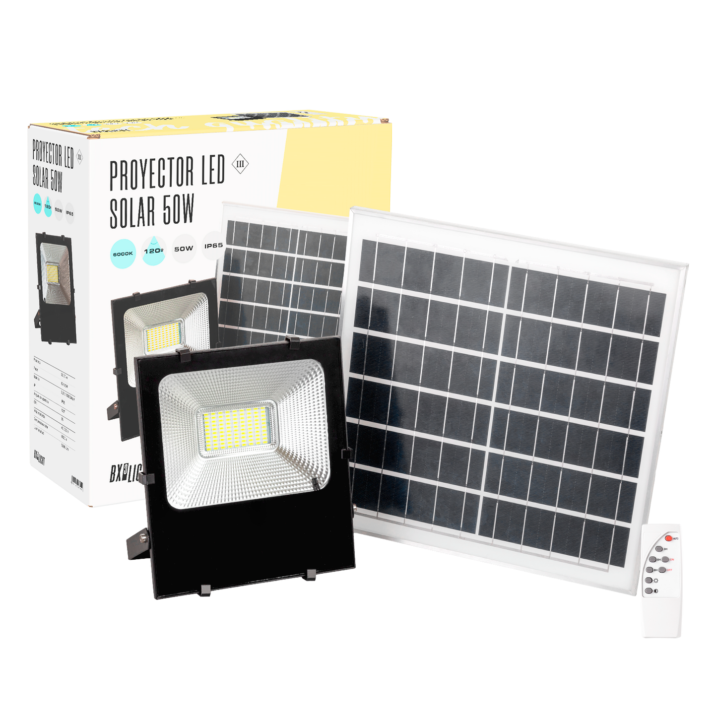 Holofote LED 50W 5.000Lm 6000ºK Sensor Solar 50W + Painel de Controle Remoto 6V/15W 40.000H [BX3-626004-CW]
