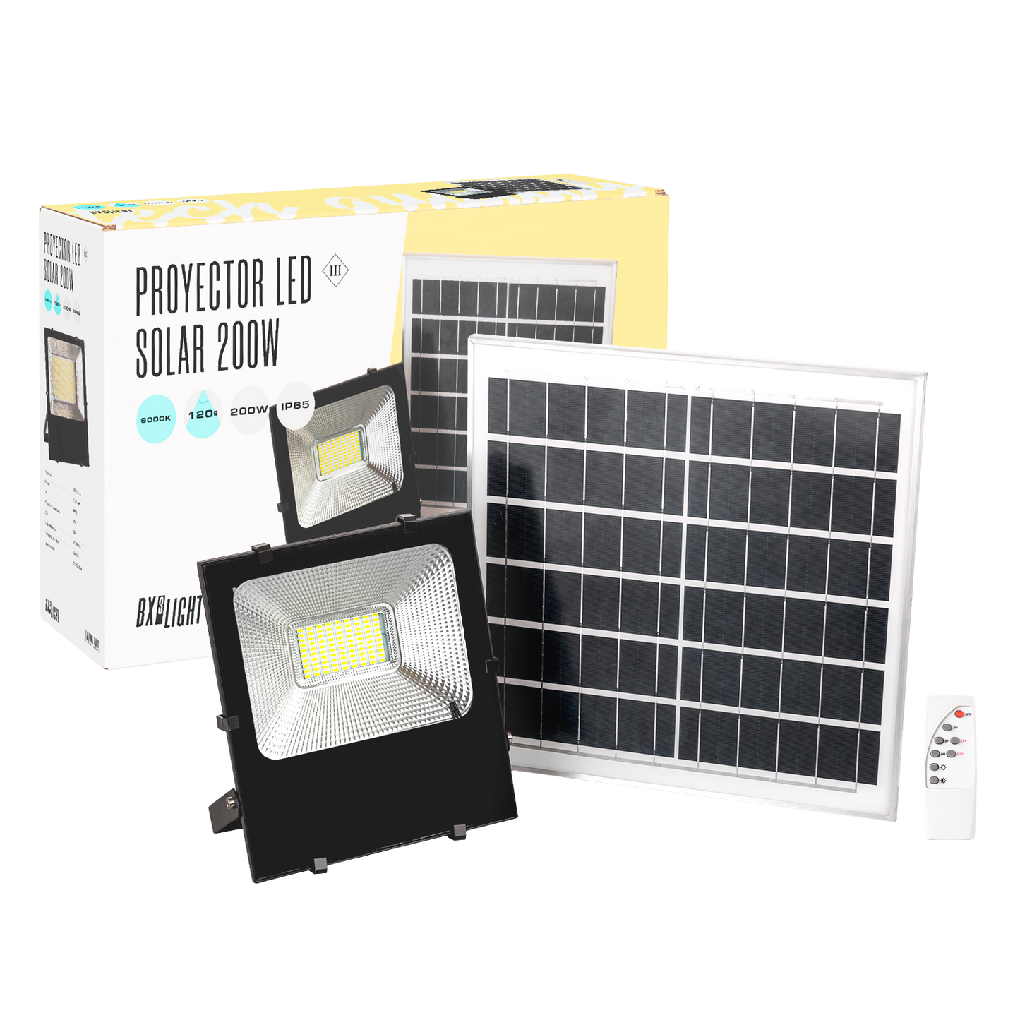 Holofote LED 200W 20.000Lm 6000ºK Sensor Solar 200W + Painel de Controle Remoto 6V/30W 40.000H [BX3-626006-CW]