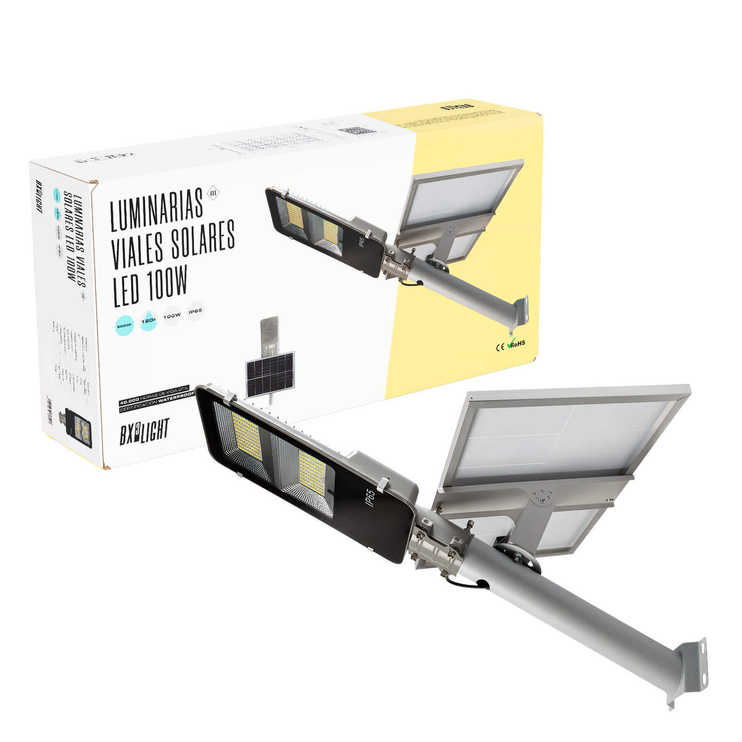 Poste LED 100W 5.000Lm 6000ºK IP65 Sensor Solar 40.000H [BX3-SLABS100W-CW]