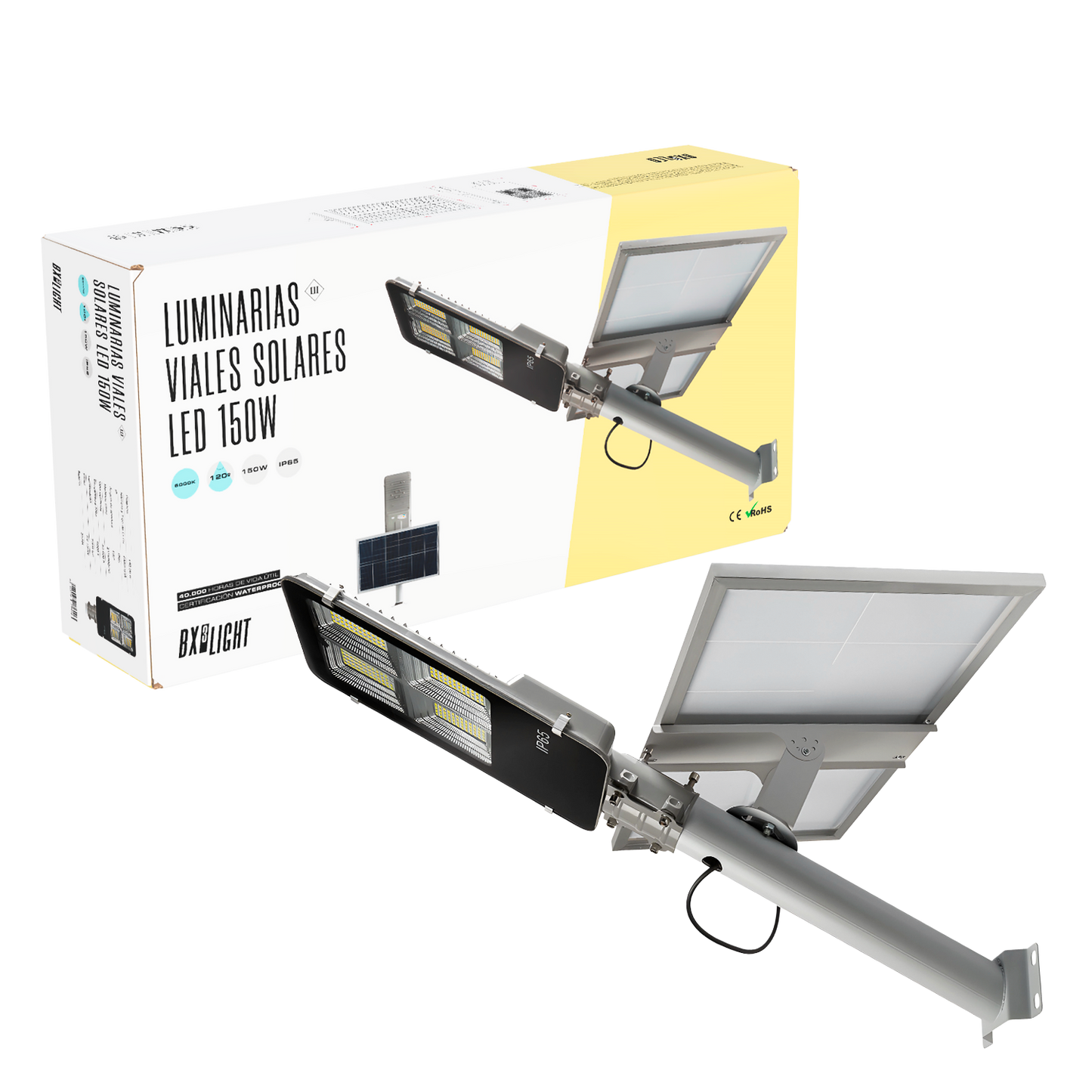 Poste LED 150W 7.500Lm 6000ºK IP65 Sensor Solar 40.000H [BX3-SLABS150W-CW]