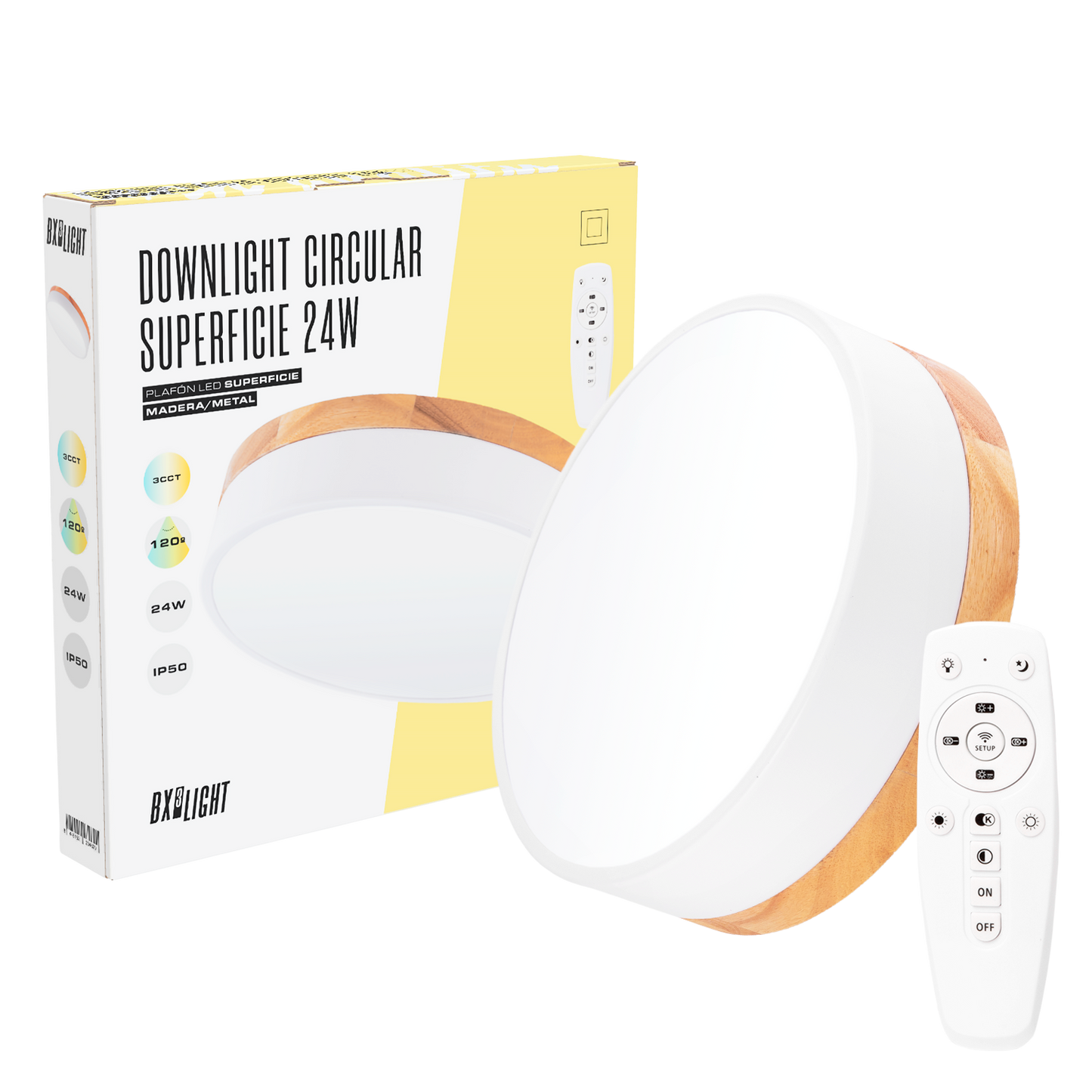 Plafon LED 24W 2493Lm Controle Remoto (Intensidade-CCT) 10.000H [BX3-CCT-DL24W]