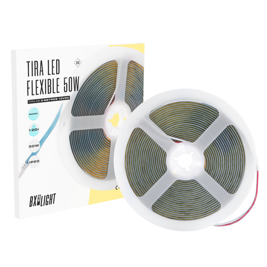 Faixa de 320 LEDs/M 50W 5.000Lm CRI90 6000ºK COB 12VDC IP20 8mm Largura x5M 40.000H [BX3-COB-320-12DC-CW]