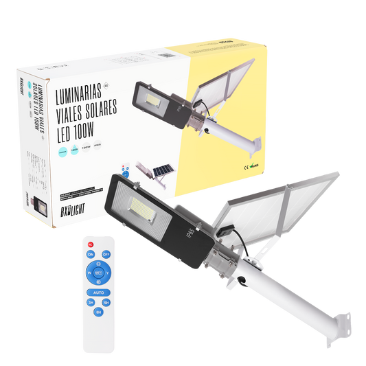 Luz de rua solar LED - controle remoto - regulável - painel: 6V 100W Bateria: 3,2V 15000MaH [BX3-FAR-SOL-100W-CW]