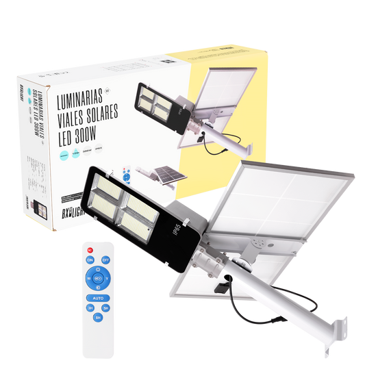 Luz de rua LED solar - controle remoto - regulável - painel: 6V 300W Bateria: 3,2V 30000MaH [BX3-FAR-SOL-300W-CW]