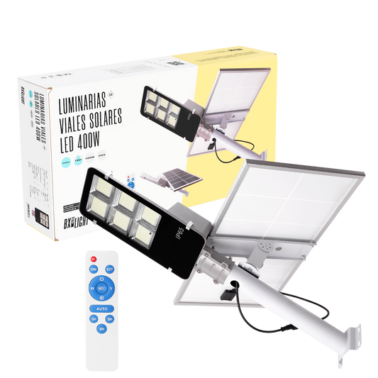 Luz de rua LED solar - controle remoto - regulável - painel: 6V 400W Bateria: 3,2V 35000MaH [BX3-FAR-SOL-400W-CW]