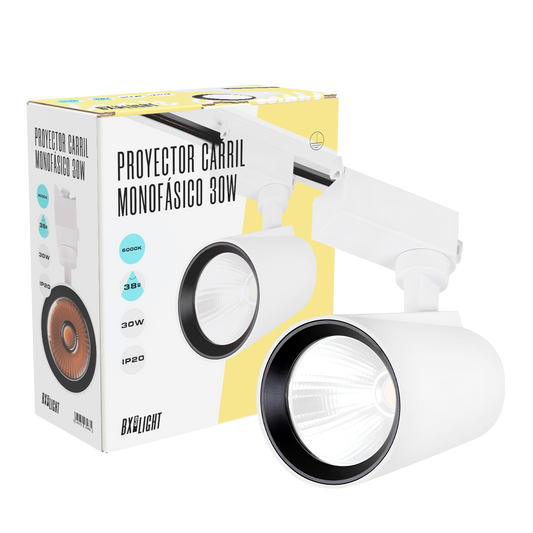 Luz de trilho LED 30W 2.700Lm CRI85 6000ºK Monofásico 40.000H [BX3-FC-30W-W-CW]