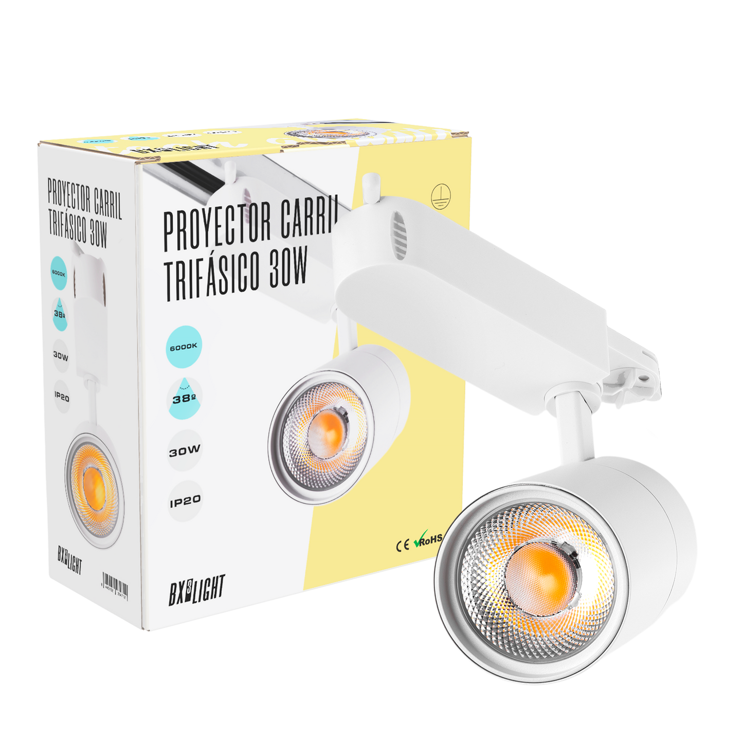 Farol de trilho LED 30W 2.700Lm CRI90 6000ºK Trifásico 40.000H [BX3-FC-3F-30W-W-CW]