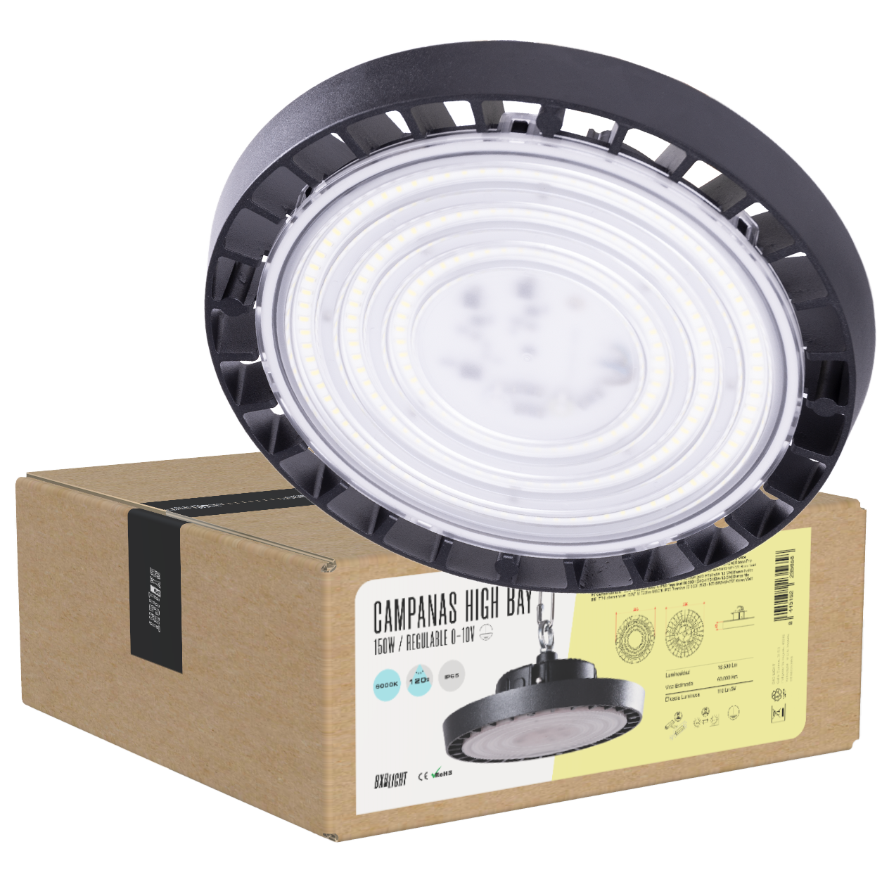 Campânula LED 150W 16.500Lm 4000ºK IP65 Regulável 60.000H [BX3-HVB150W-N2-W]