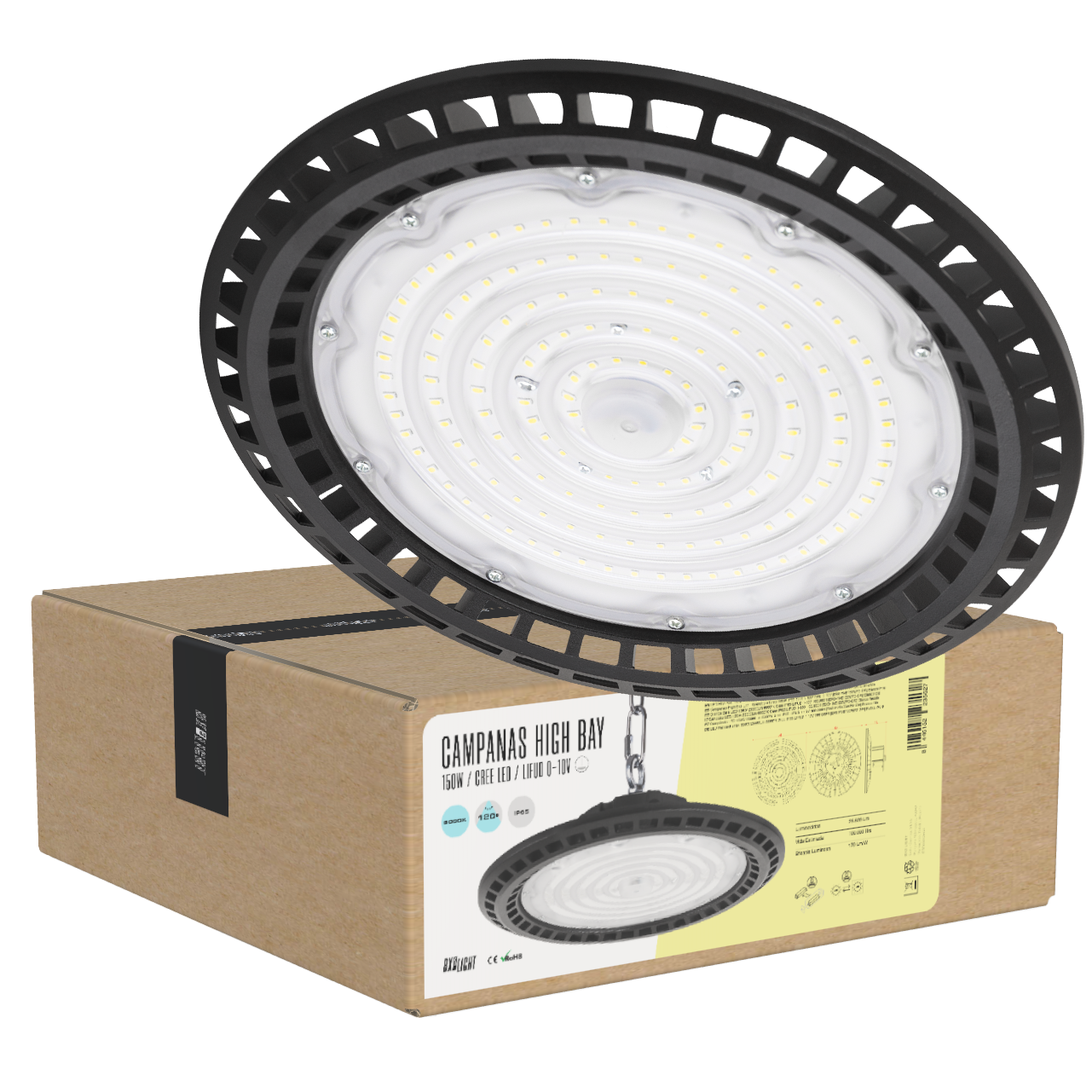 Campânula LED 150W 25500Lm 6000ºK Cree IP65 LIFUD 1-10V 100.000H [BX3-HVB150WP3-CW]