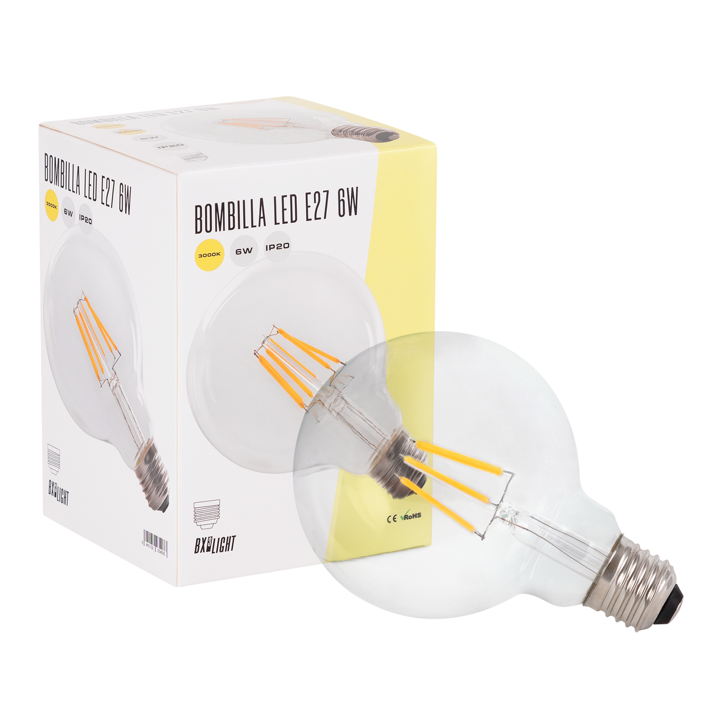 Lâmpada LED E27 6W 432Lm 2000ºK Filamento G95 40.000H [BX3-LF-G95-E27-6W-WW]