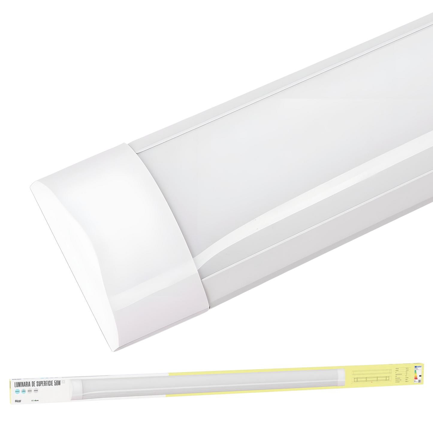 Luminária LED de Superfície Linear 50W 120Lm/W 6000Lm 4200ºK 150Cm 40.000H [BX3-LLS-506000150-W]