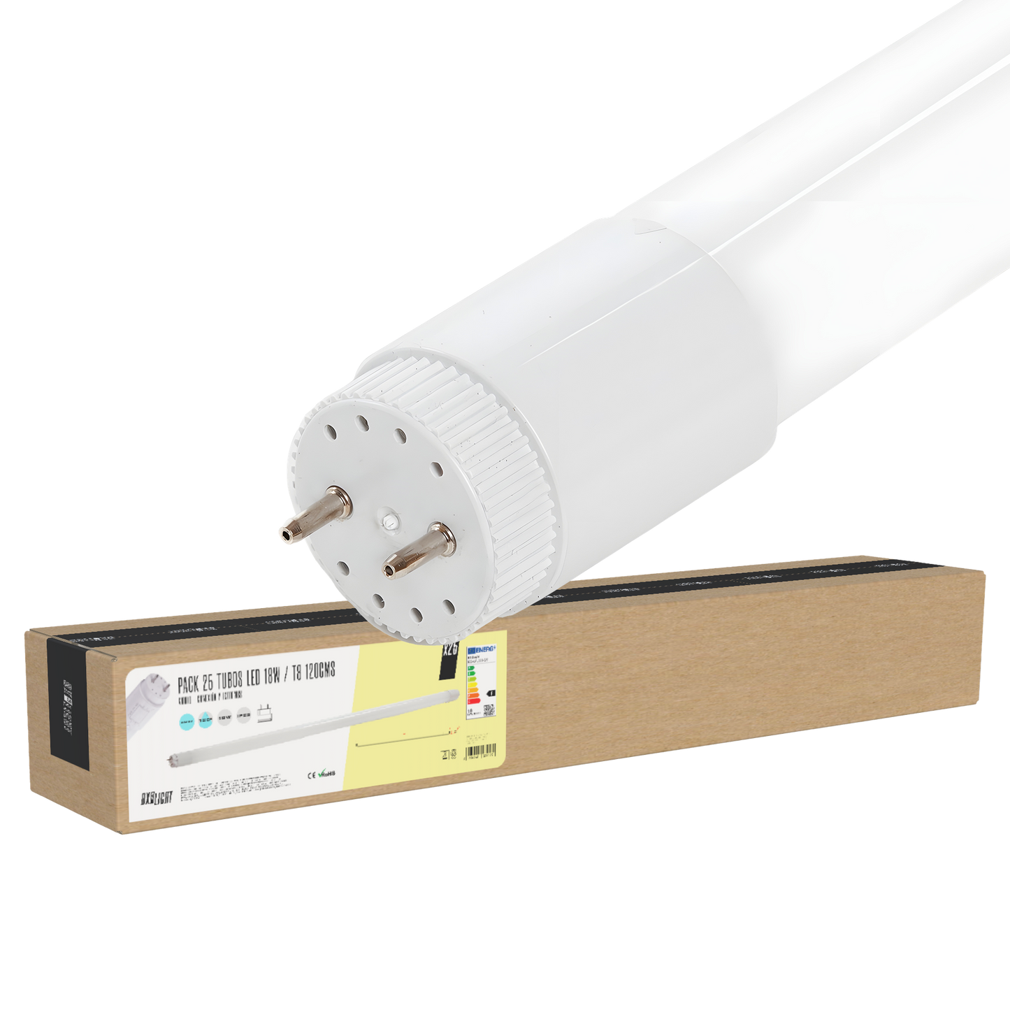 Pacote de 25 Tubos LED T8 18W 1.800Lm 6000ºK Vidro 120Cm 40.000H [BX3-LM1063-CW]