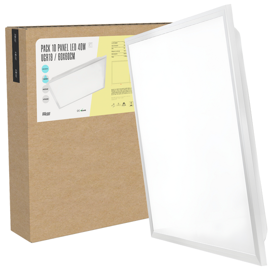 Pacote 10 Painel LED 40W 5000Lm 4200ºK 60x60Cm Alto Lúmen UGR19 60.000H [BX3-LP-40W-U19-W]