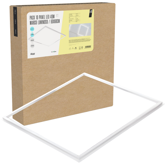 Pacote 10 Painel LED 48W 4.320Lm 6000ºK 60x60Cm Moldura Luminosa 40.000H [BX3-LPF-6060-48W-CW]