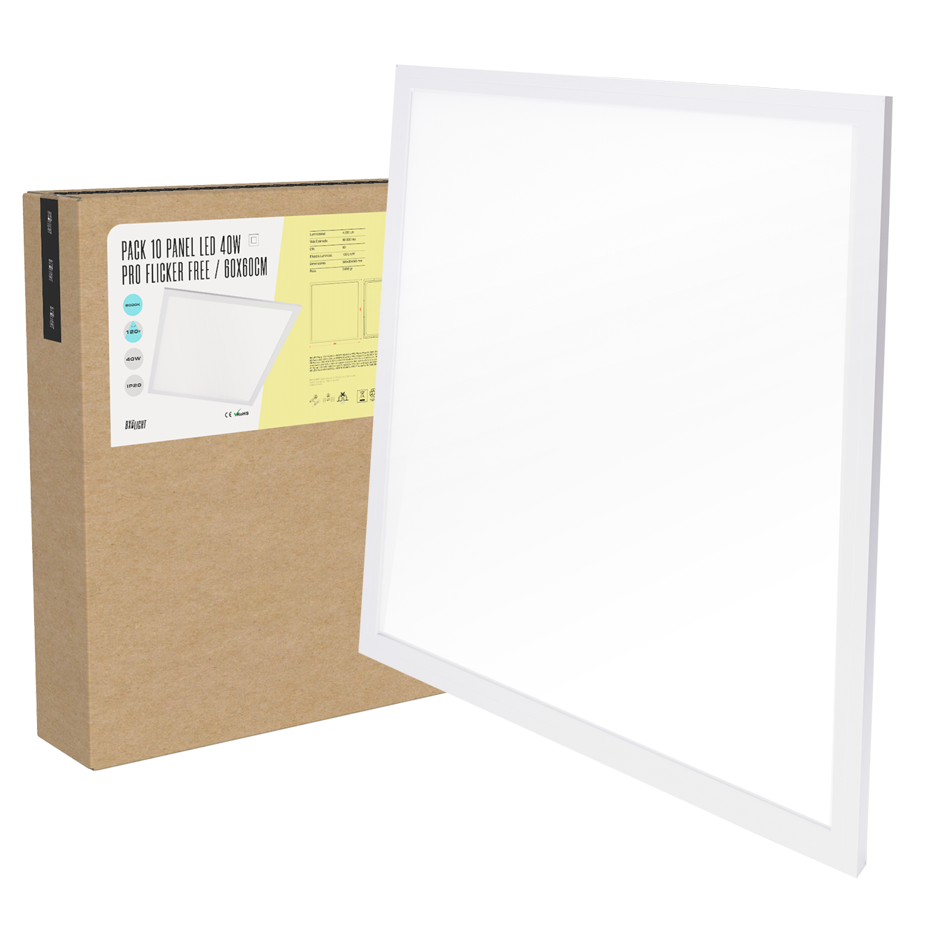 Pacote 10 Painel LED 40W 4.000 Lm 6500ºK 60x60Cm PRO Sem cintilação 60.000H [BX3-LPT59540WLIFUDCW]