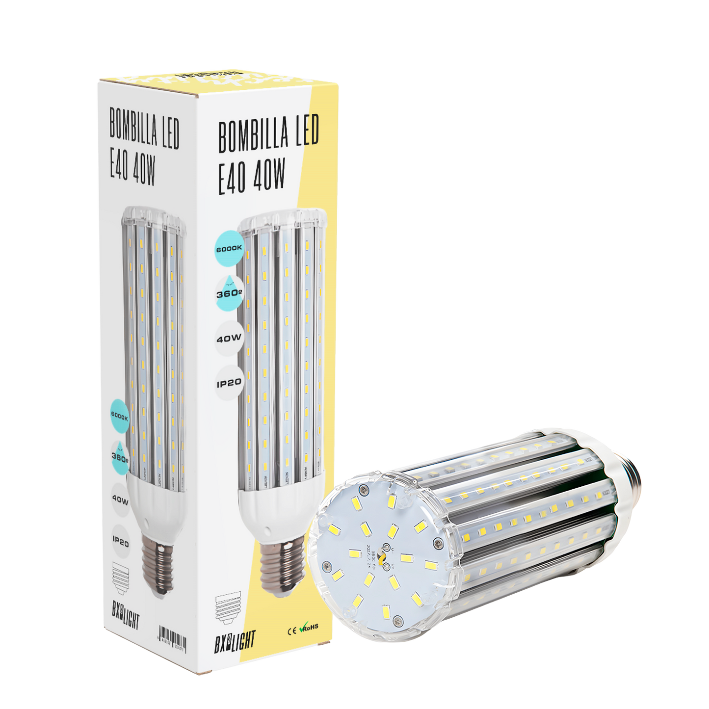Lâmpada LED E40 40W 4867Lm 3000ºK Iluminação Pública 50.000H [BX3-LT-CL6-40W-WW]