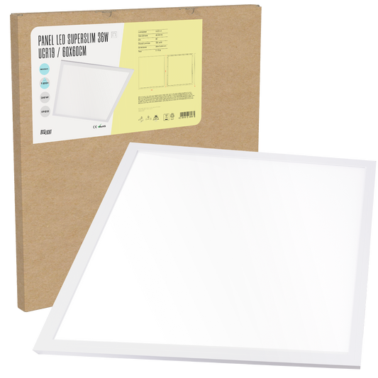 Painel LED Superslim 36W 3.623Lm 6000ºK 60x60Cm UGR19 Moldura Branca 40.000H [BX3-PANMB59559536WCW]