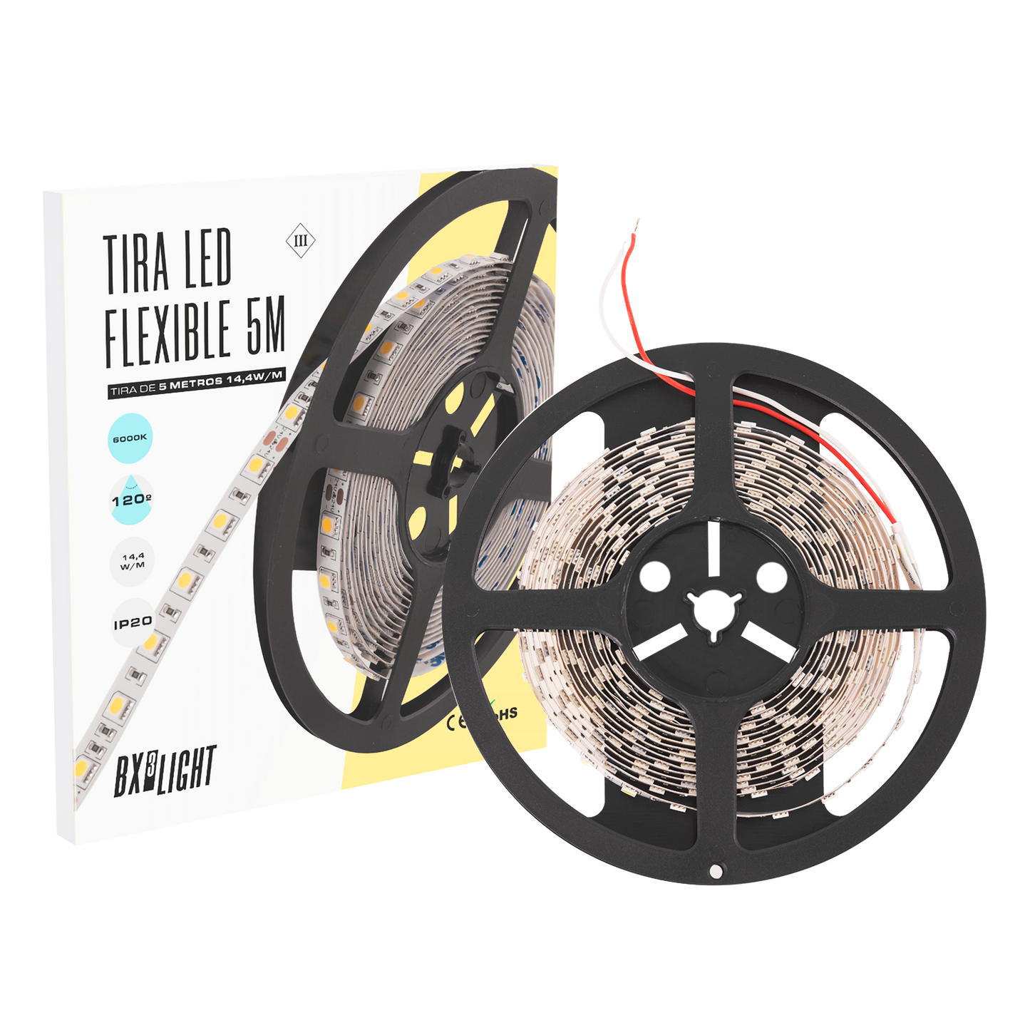 Fita LED 300 x SMD5050 14,4W/M 24VDC IP20 5M x 5M-Branco Frio [BX3-R5031072W2-CW]