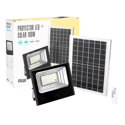 Projetor Solar LED 120W 6500K Painel: 6V/15W Bateria: 3,2V/8000MaH Controle Remoto [BX3-SOLARFL-120W-01]