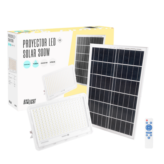 Projetor Solar LED 300W 6500K Painel: 6V/25W Bateria: 3,2V/20000MaH Controle Remoto [BX3-SOLARFL-300W-02]