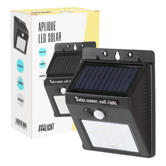 Luz de Parede LED 6000ºK Sensor Solar IP65 40.000H [BX3-SW5050-PIR]