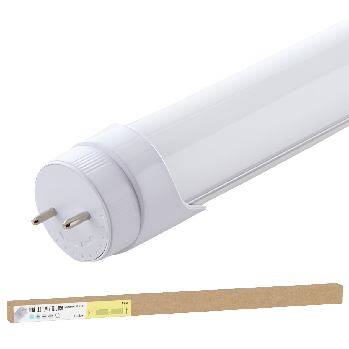 Tubo LED T8 10W 1200Lm 6000ºK 60Cm Conexão de cabeça giratória Uma extremidade 60.000H [BX3-TCT8RDDG10W-O-CW]