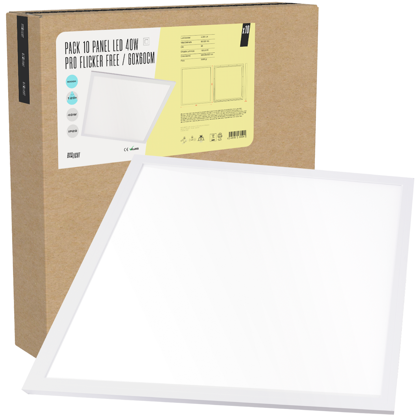 Pack 10 Panel LED 40W 4000Lm  4200ºK 60x60Cm PRO Flicker Free 60.000H  [BX3LPT59540WPHILIPW]