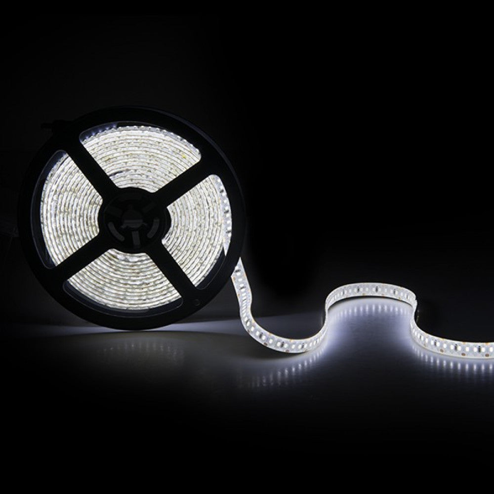 Faixa de 204 LEDs/M 60W 4700Lm CRI85 2700ºK SMD3014 12VDC IP65 x5M 40.000H [CA-3014-204-12W-IP65-WW]-Branco Quente