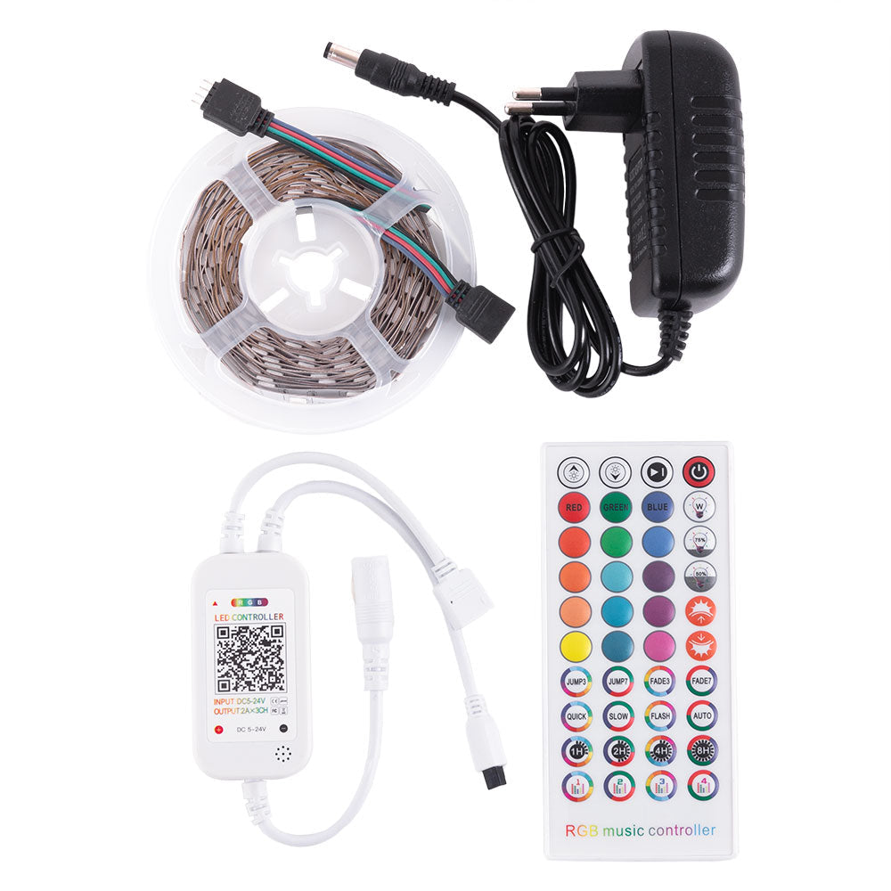 Kit de tira 36W 1.500Lm 150 LEDs 5 metros RGB Blister Transformer, controlador, controle Bluetooth IP20 40.000H [CA-KITRGB-5M]