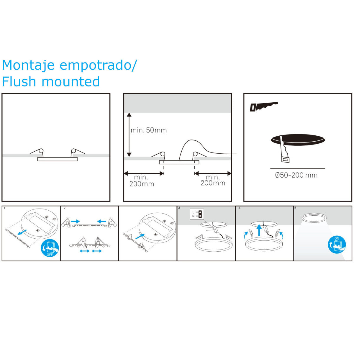 Candeeiro de Teto LED Multipotência 9W/12W/18W 3CCT com Sensor