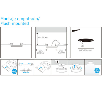 Candeeiro de Teto LED Multipotência 9W/12W/18W 3CCT com Sensor